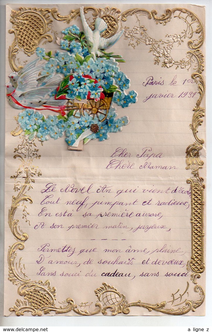 REF 7 : Courrier Illustré Par Découpis à Système 1937 Ancien Fleurs Hirondelles - Bloemen