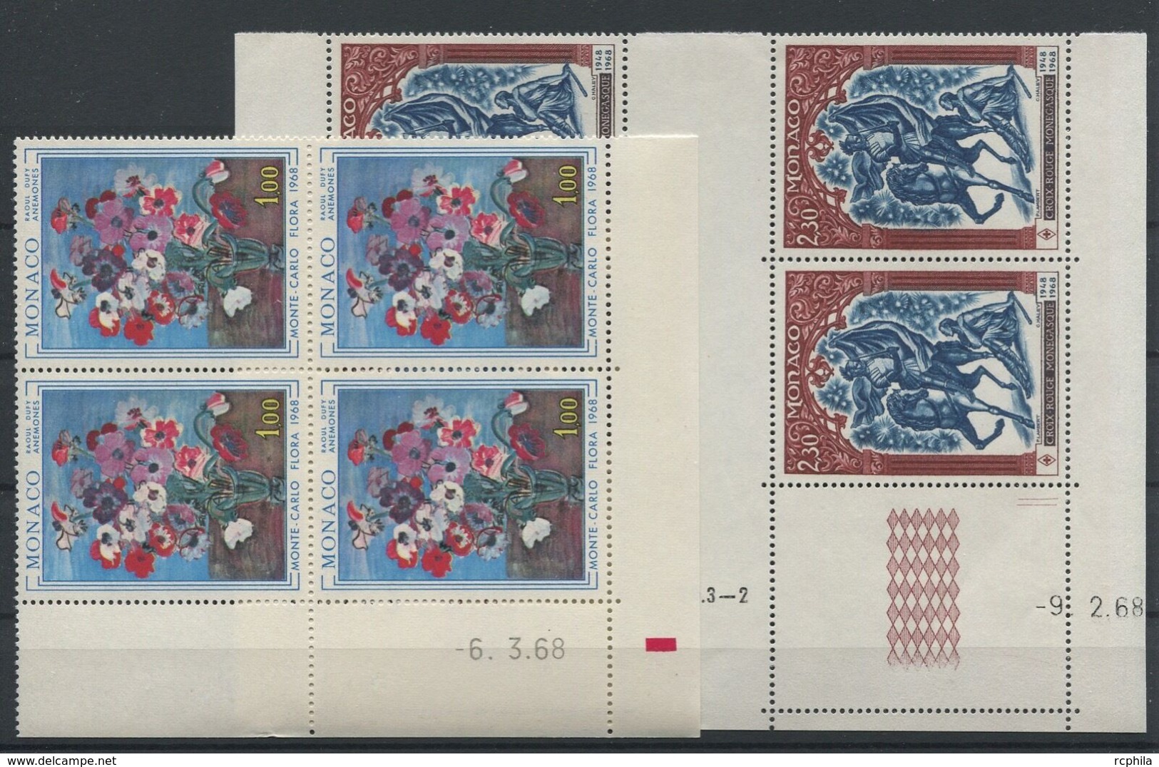 RC 15796 MONACO N° 742 / 743 COTE 14€ TABLEAUX COINS DATÉS 1968 NEUF ** MNH TB - Unused Stamps