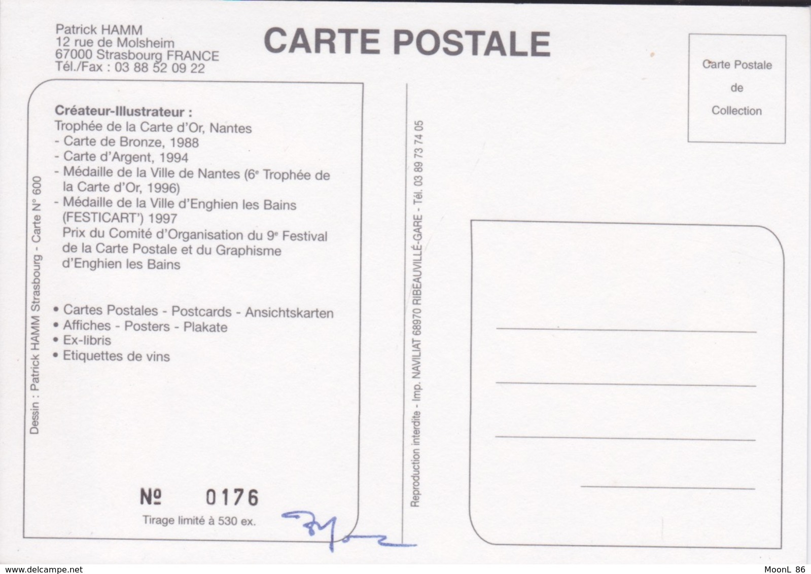 ILLUSTRATEUR - PATRICK HAMM Autographe SIGNATURE STRASBOURG  TGC CATHEDRALE  STATUE LIBERTE - Hamm