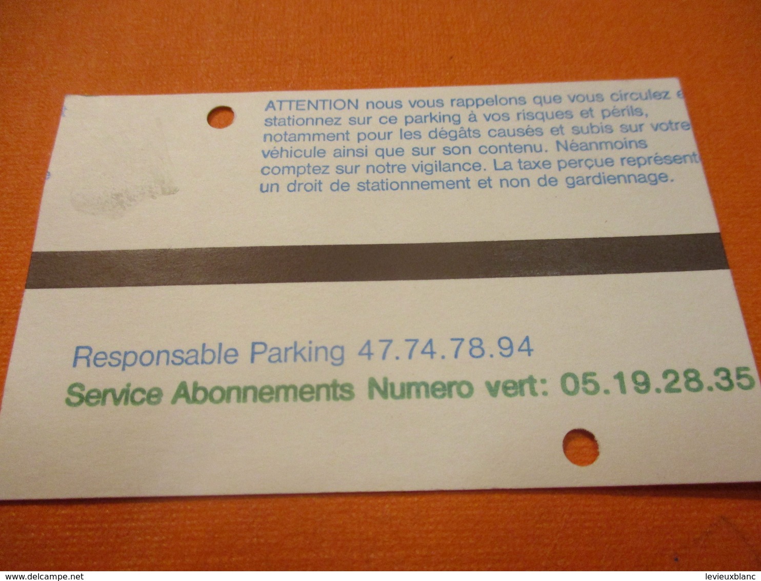 Ticket De Parking/ La DEFENSE 1 / Parking Des SAISONS/SETEX//1990      TCK204 - Eintrittskarten