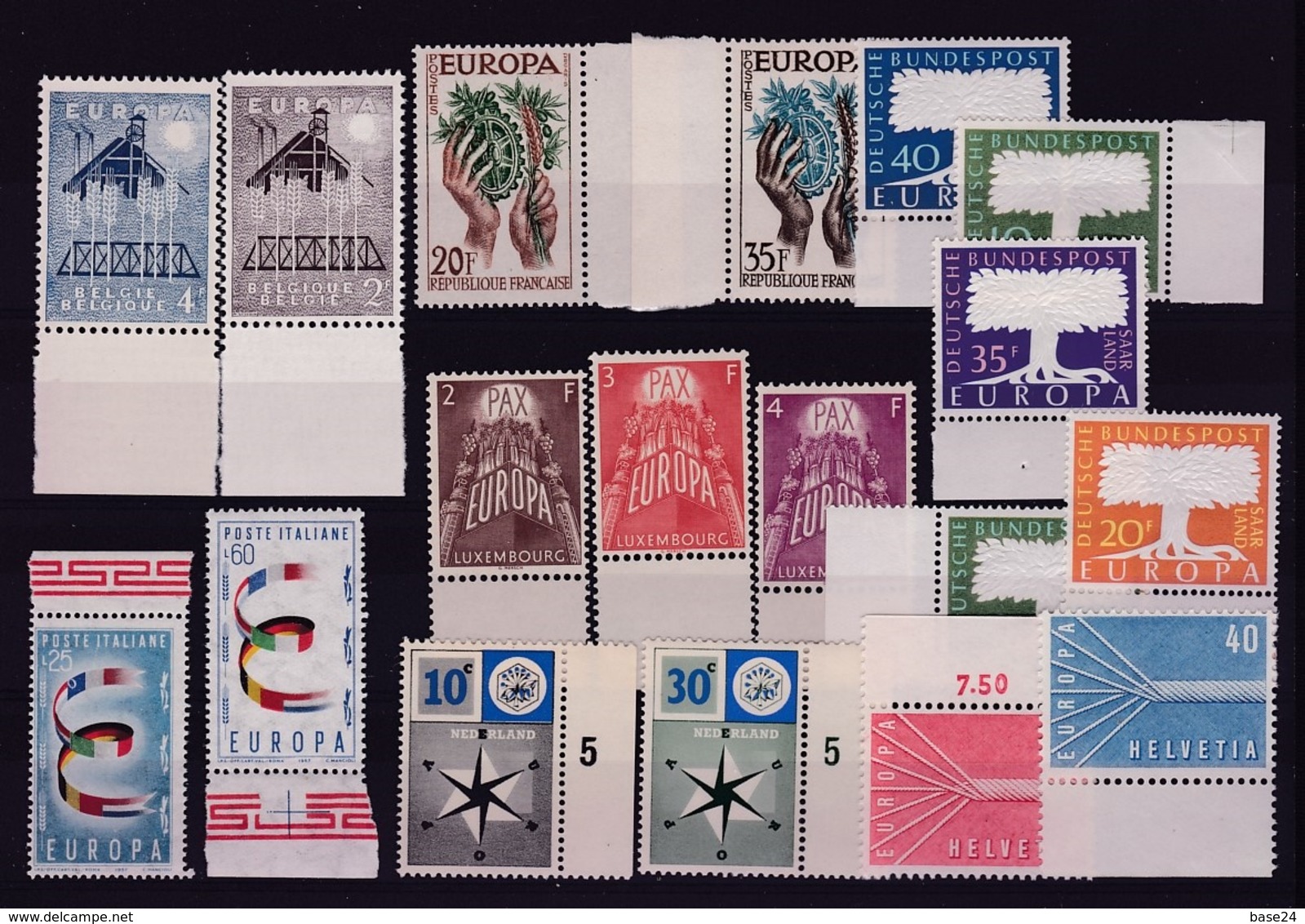 1957 EUROPA CEPT EUROPE  ANNATA  YEAR Di 18 Valori Con Bordo, 7 Paesi, MNH** SOGGETTI DIVERSI - Komplette Jahrgänge