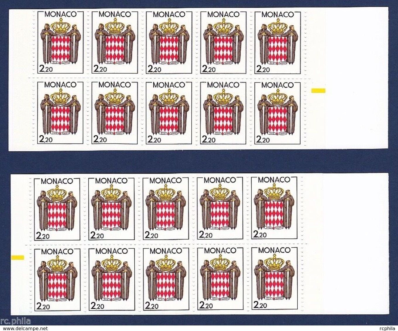 RC 15813 MONACO CARNETS N° 1 ARMOIRIES 2F20 REPERES ELECTRONIQUES A DROITE ET A GAUCHE NEUF ** MNH - Carnets