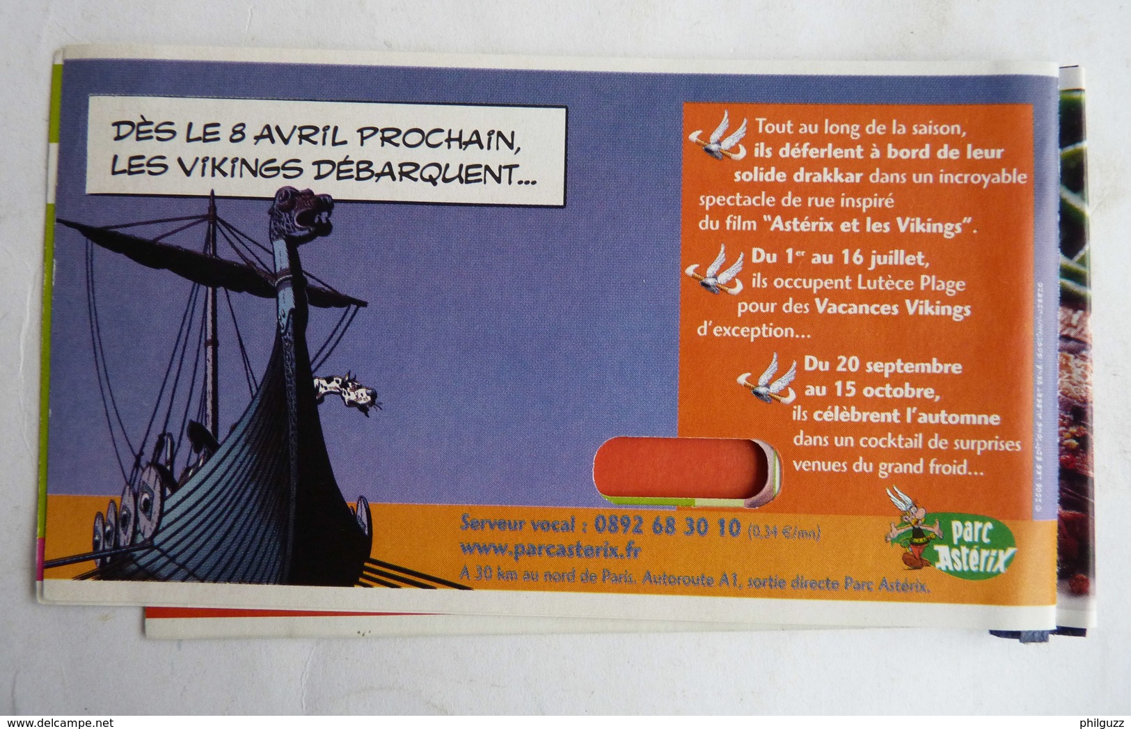 Publicite Parc Asterix DANS CARNET TICKETS RESTAURANT 2005 - Werbeobjekte