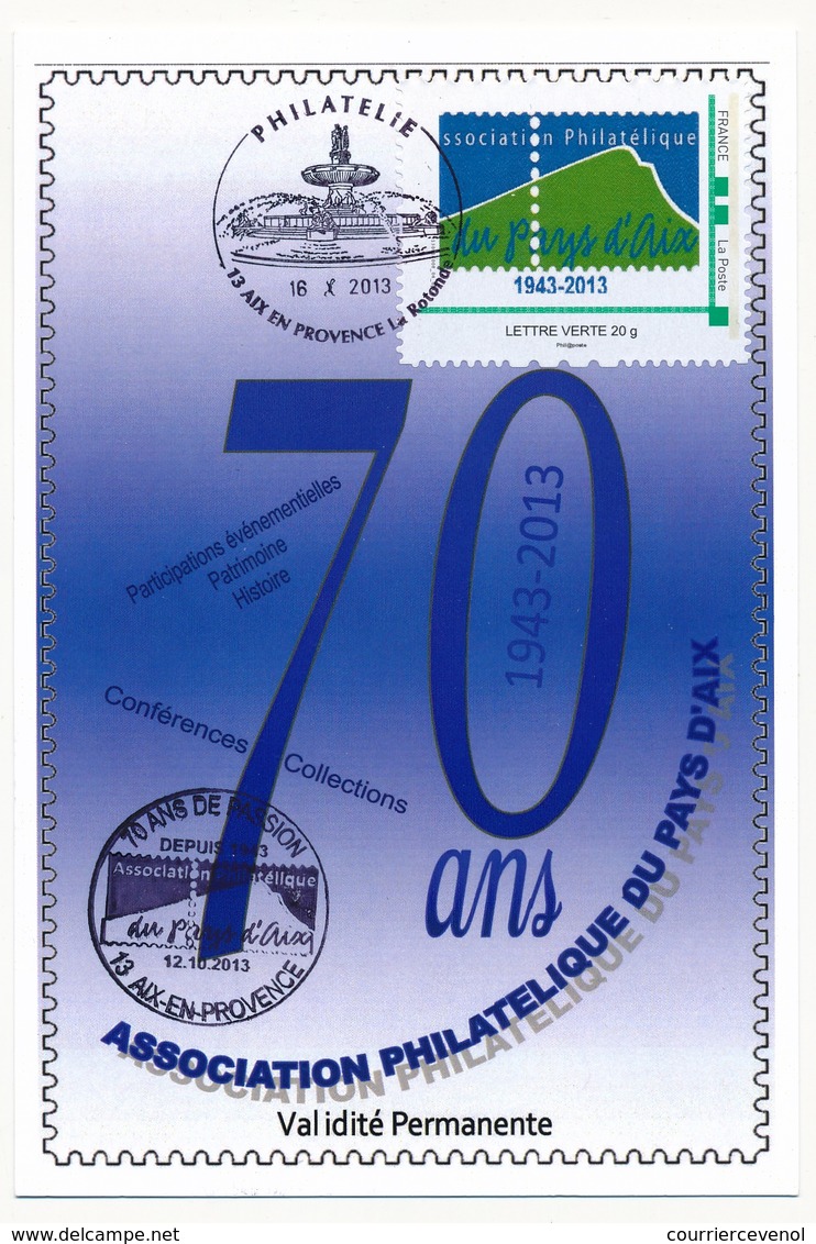 FRANCE => Carte Commémo Association Philatélique Du Pays D'Aix - Lettre Verte - Philatélie Aix En Provence 16/10/2013 - Sonstige & Ohne Zuordnung