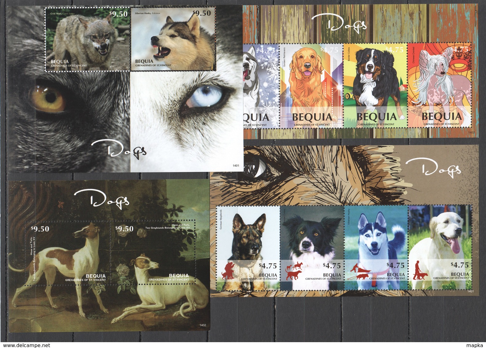 A758 2014 BEQUIA ANIMALS DOGS #897-904 !!! MICHEL 64 EURO !!! 2BL+2KB MNH - Cani