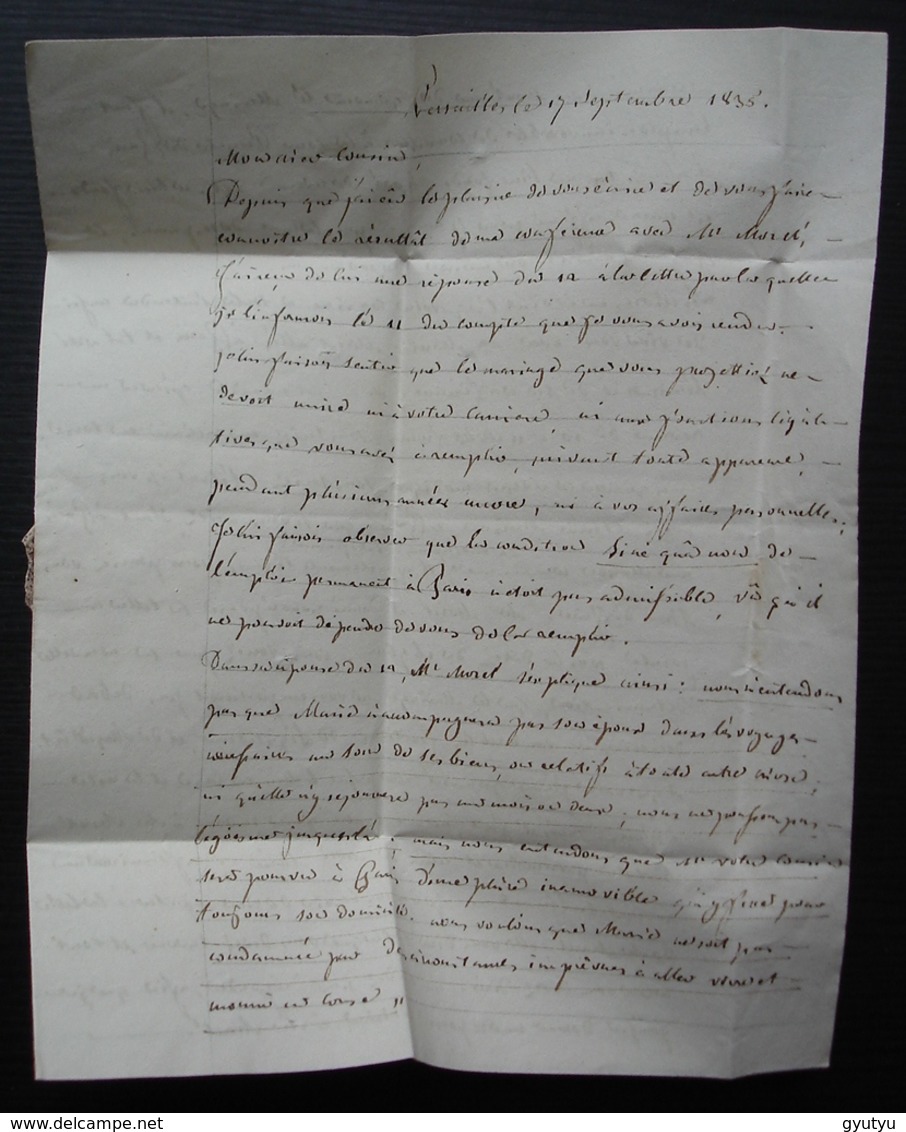 Versailles 1835 Lettre Pour Bastia (Corse) Au Conseiller à La Cour Royale - 1801-1848: Vorläufer XIX