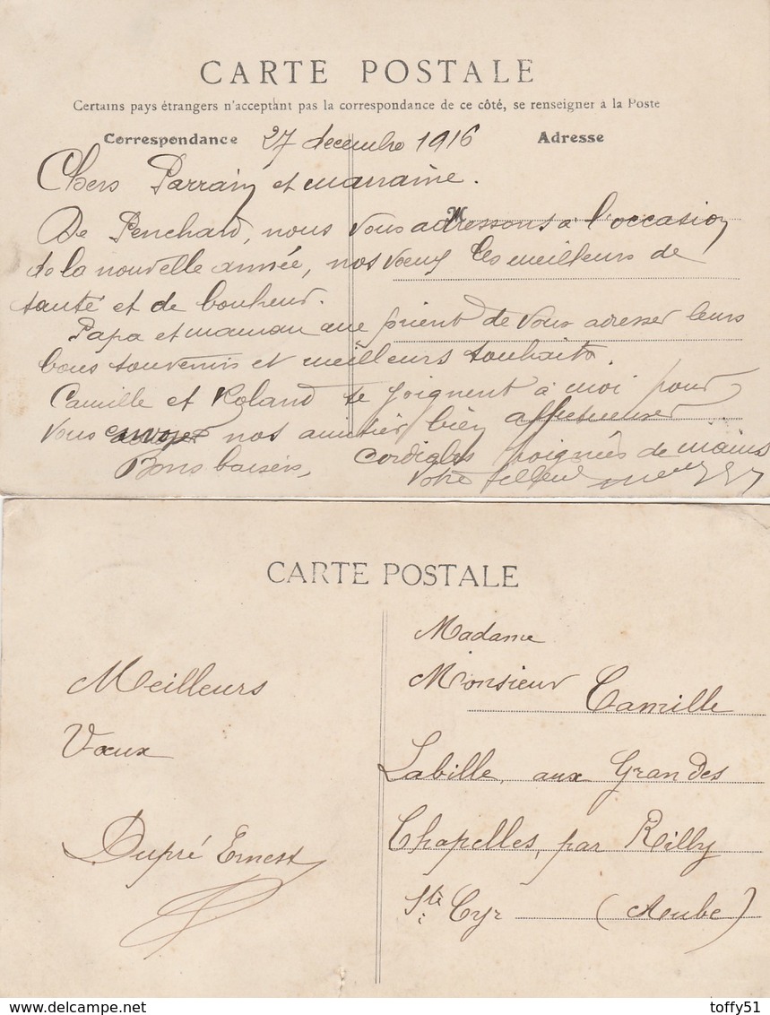 2 CPA:PENCHARD (77) MAGASIN RUE DE MEAUX,CAFÉ BIÈRES V.CLINET ROUTE DE MONTBYON.ÉCRITES - Altri & Non Classificati