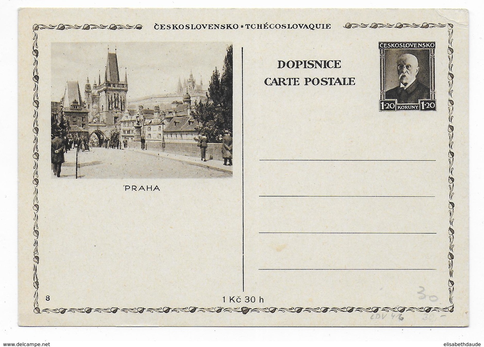 TCHECOSLOVAQUIE - 1931 - CARTE ENTIER POSTAL ILLUSTREE - BILDPOSTKARTE - PRAHA - Postkaarten