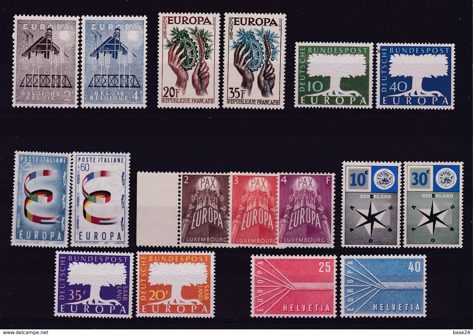 1957 EUROPA CEPT EUROPE  ANNATA  YEAR Di 17 Valori, 7 Paesi, MNH** SOGGETTI DIVERSI - Volledig Jaar