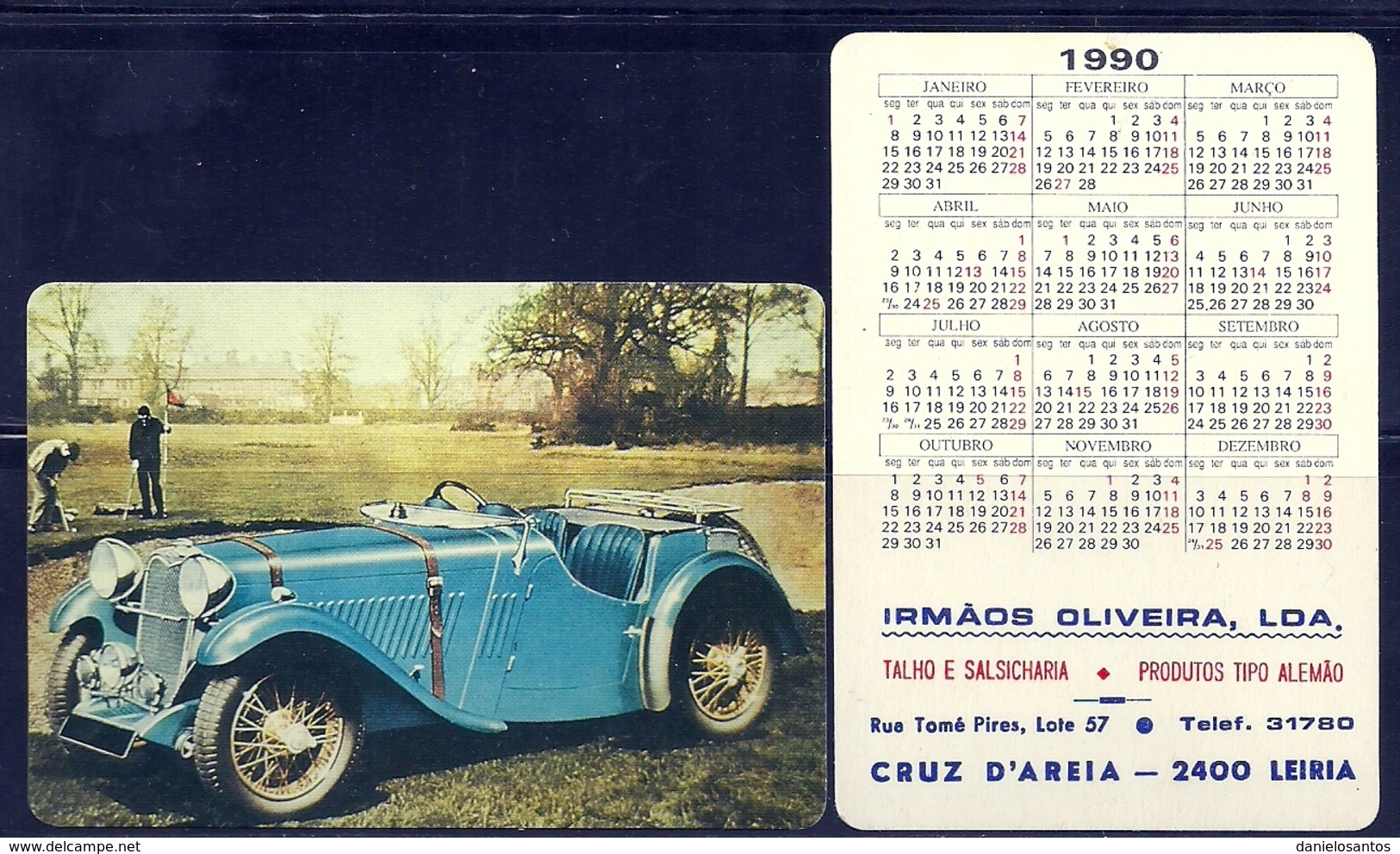 1990 Pocket Poche Calendar Calandrier Calendario Portugal Classic Cars Clássicos - Grand Format : 1981-90