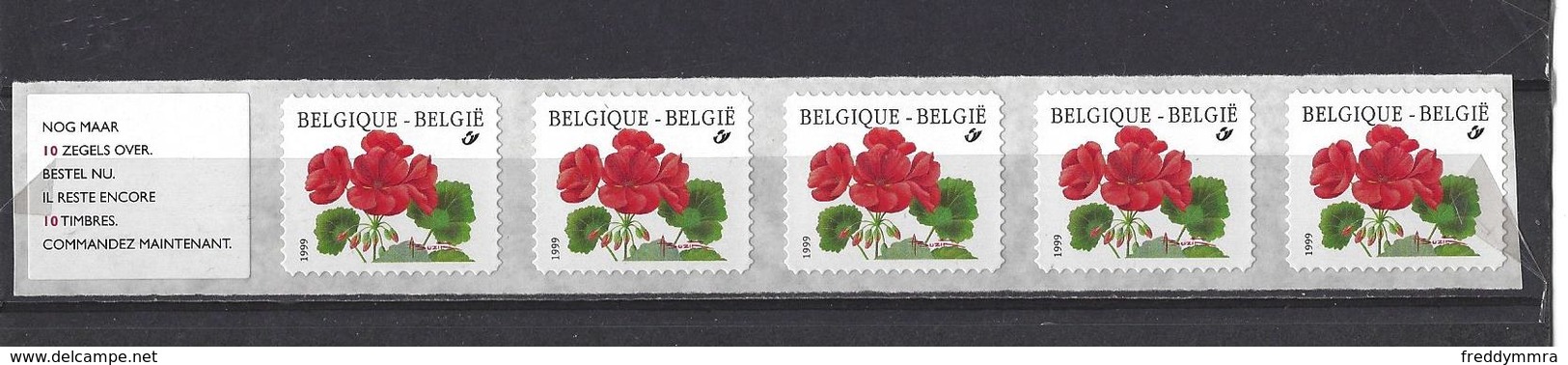 Belgique: R91  - Bande De 5  ** - Coil Stamps