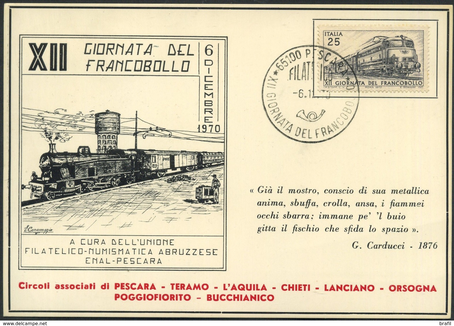 1970 Treni, Giornata Del Francobollo Cartolina Speciale - Treni