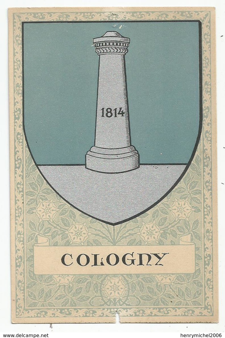 Cpa Suisse Genève Blason Cologny Phare 1814 Ed Fred De Siebenthal - Cologny