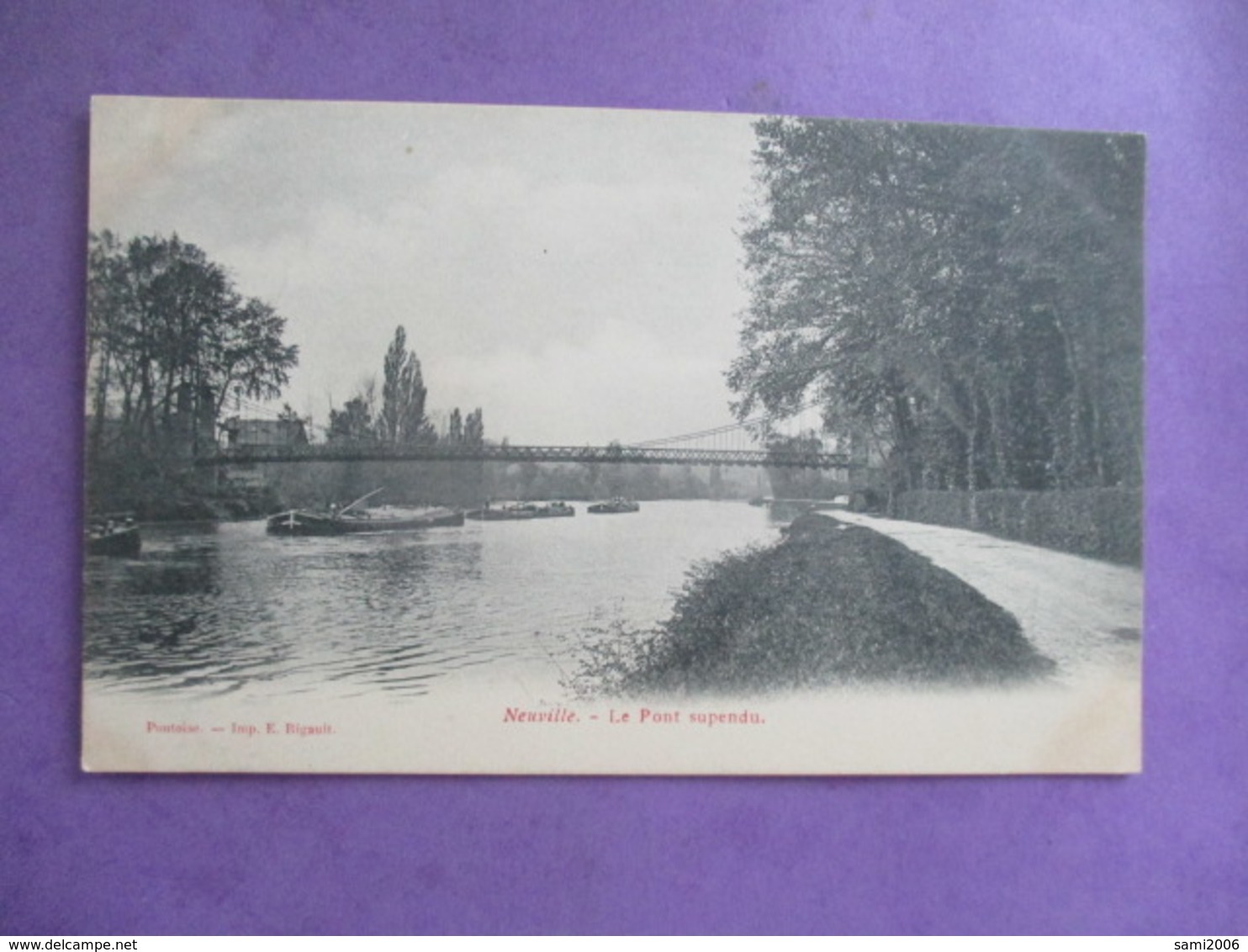 CPA 95 NEUVILLE LE PONT SUSPENDU BATEAUX - Neuville-sur-Oise