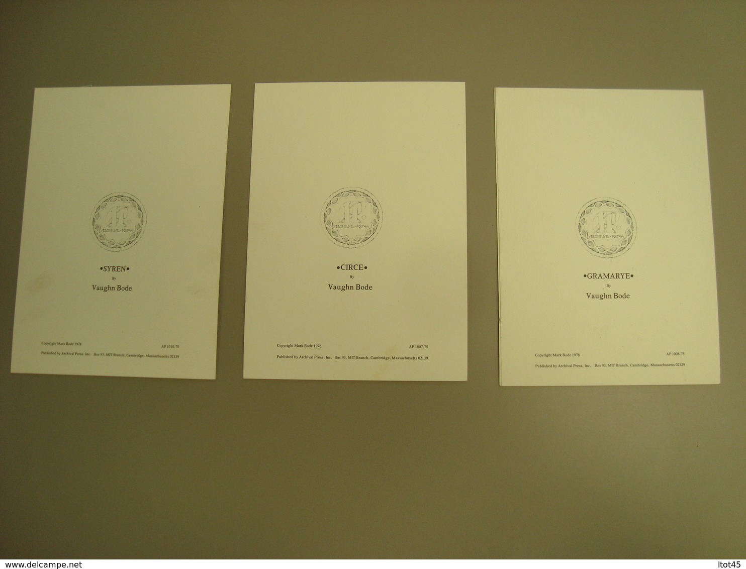 LOT DE 3 CARTES DEPLIANTES VAUGHN BODE ARCHIVAL PRESS 1978 - Portfolios