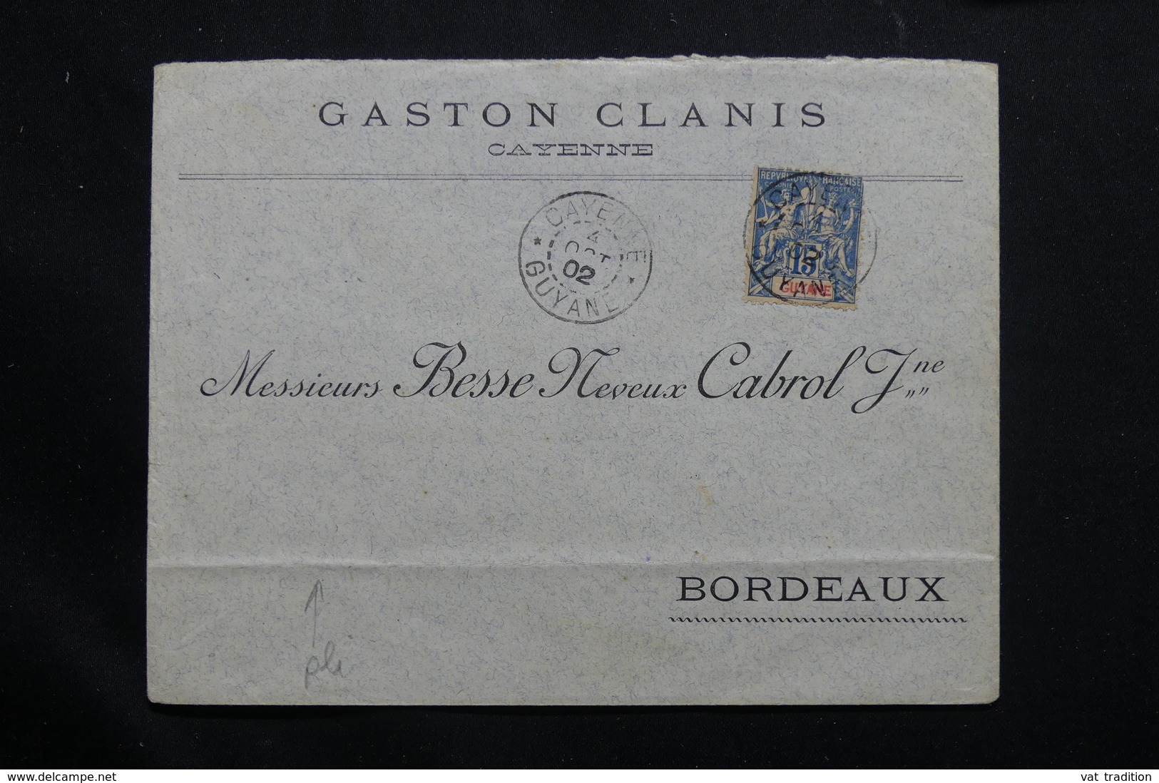 GUYANE - Enveloppe Commerciale De Cayenne Pour Bordeaux En 1902, Affranchissement Type Groupe - L 54481 - Covers & Documents