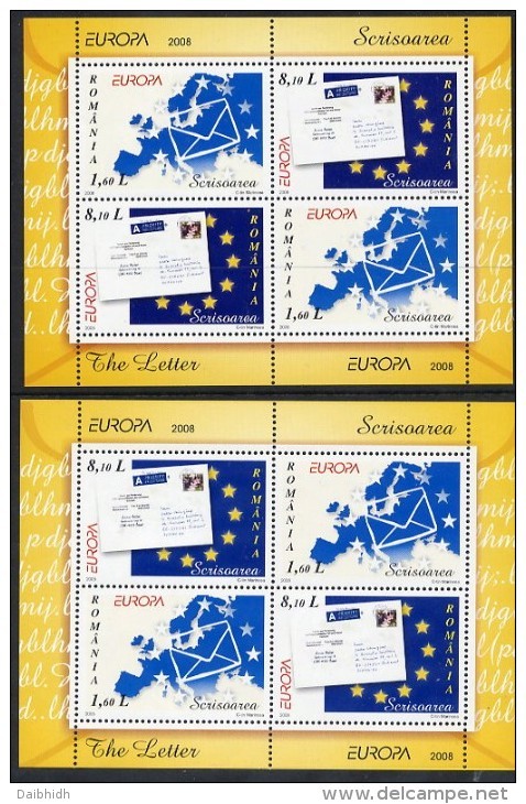ROMANIA 2008 Europa Blocks (2) MNH / **.  Michel Blocks 425 I-II - Unused Stamps