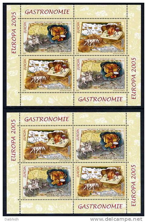 ROMANIA 2005 Europa: Gastronomy 2 Blocks  MNH / **. Michel Block 355 I And II - Hojas Bloque