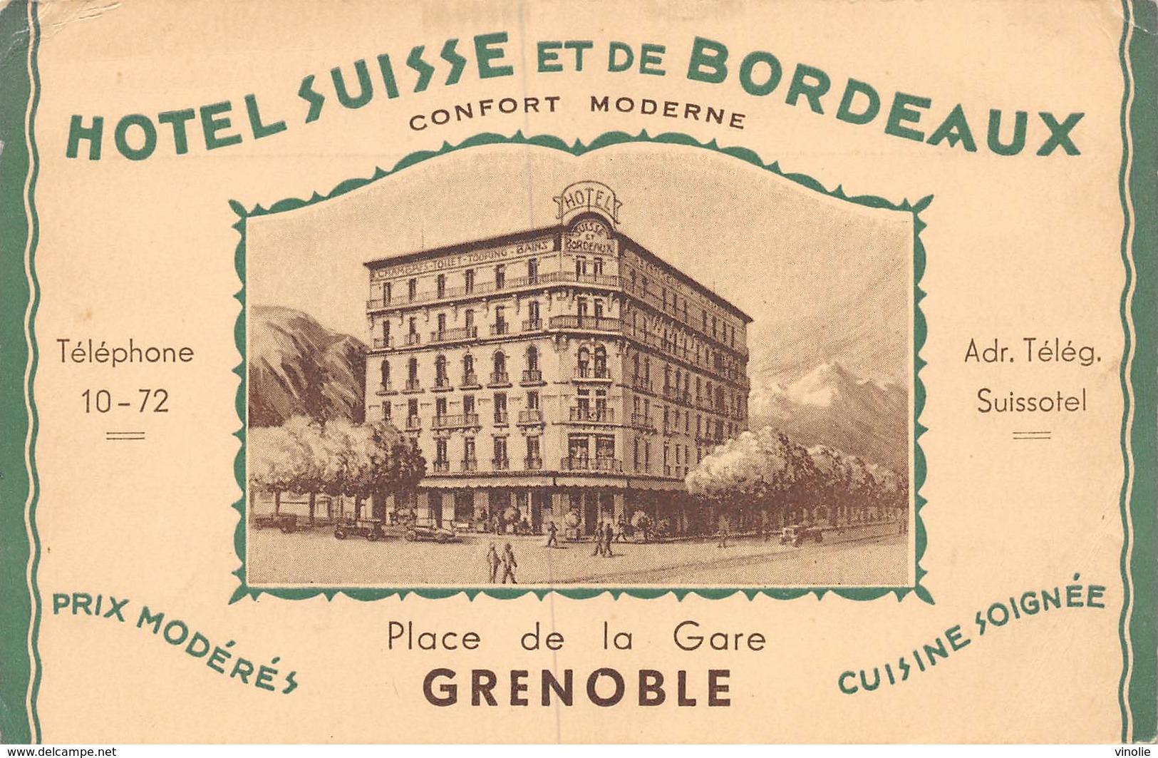 20-3199 : GRENOBLE. HOTEL SUISSE ET DE BORDEAUX. PLACE DE LA GARE. - Grenoble