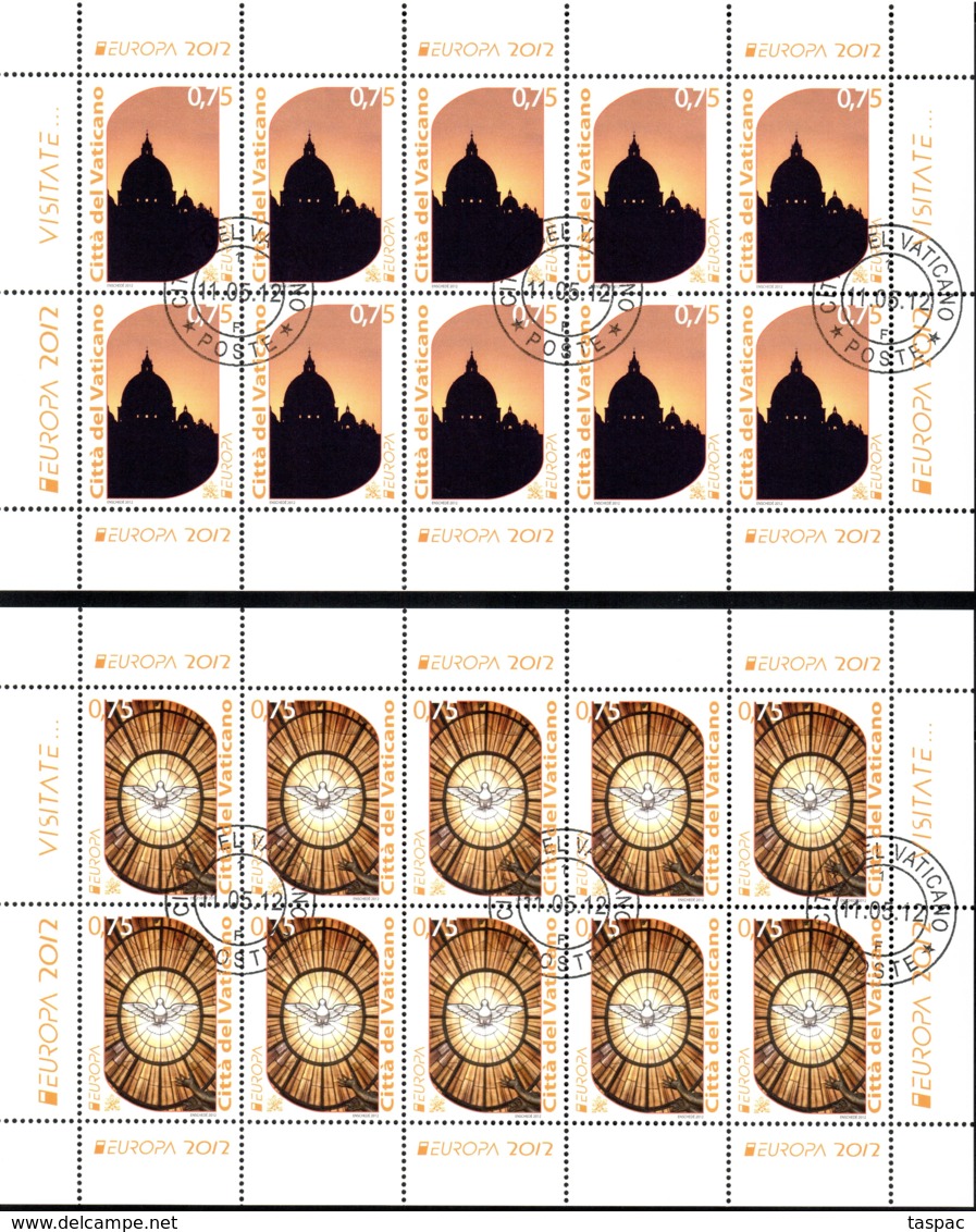 Vatican 2012 Mi# 1740-1741 Kleinbogen Used - Set Of 2 Sheets Of 10 (5 X 2) - Europe - Usati