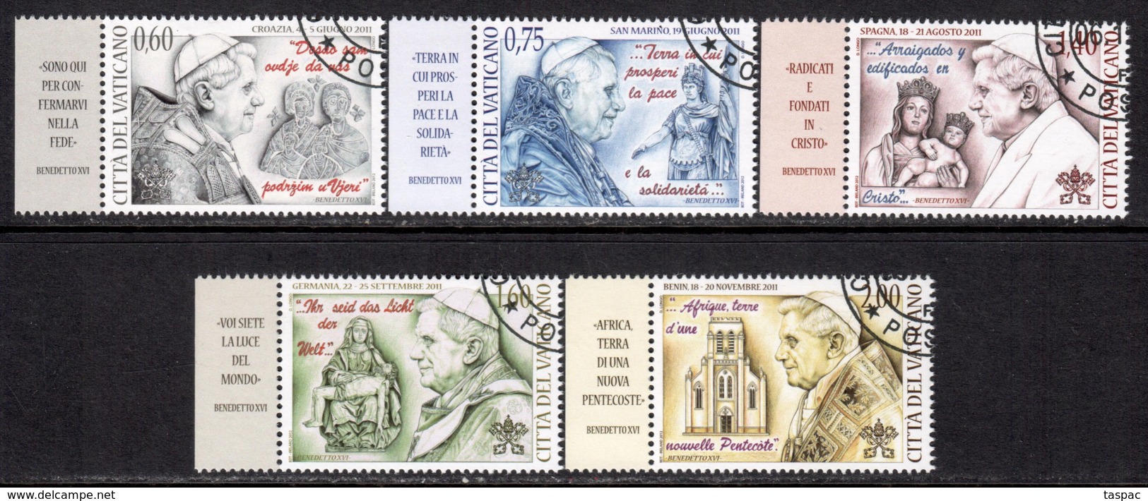 Vatican 2012 Mi# 1748-1752 Used - Pope's Travels In 2011 - Used Stamps