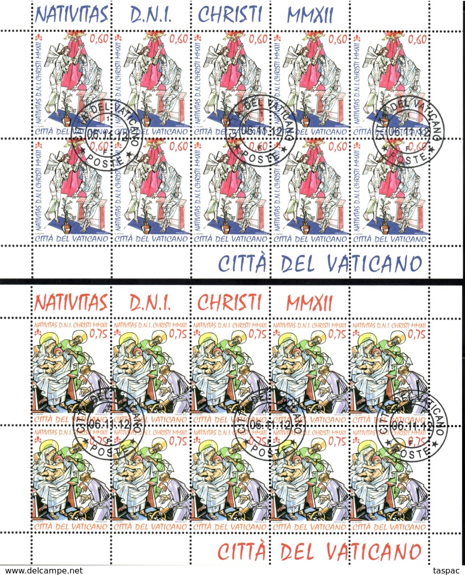 Vatican 2012 Mi# 1753-1754 Kleinbogen Used - Set Of 2 Sheets Of 10 (5 X 2) - Christmas - Usati