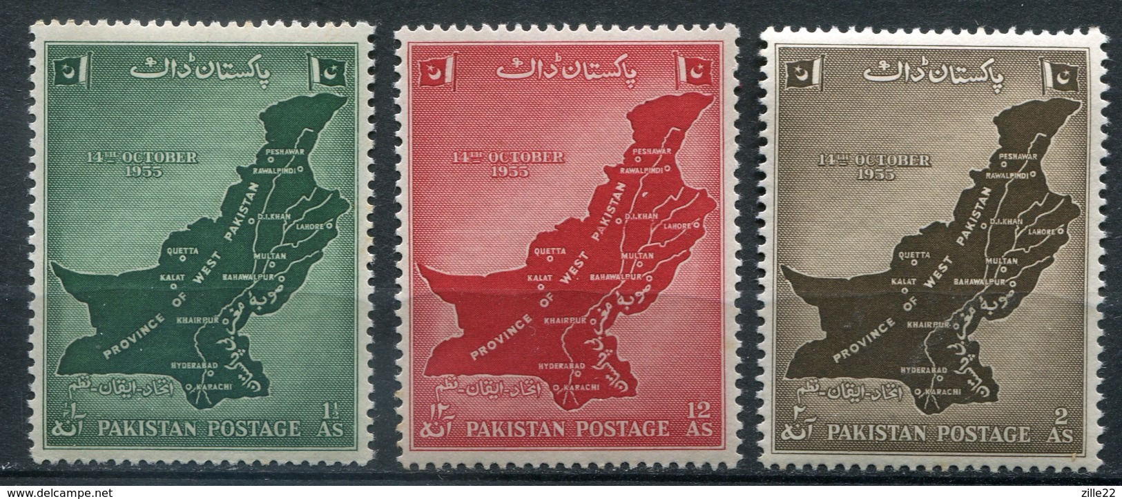 Pakistan Mi# 79-81 Postfrisch MNH - Maps - Pakistan