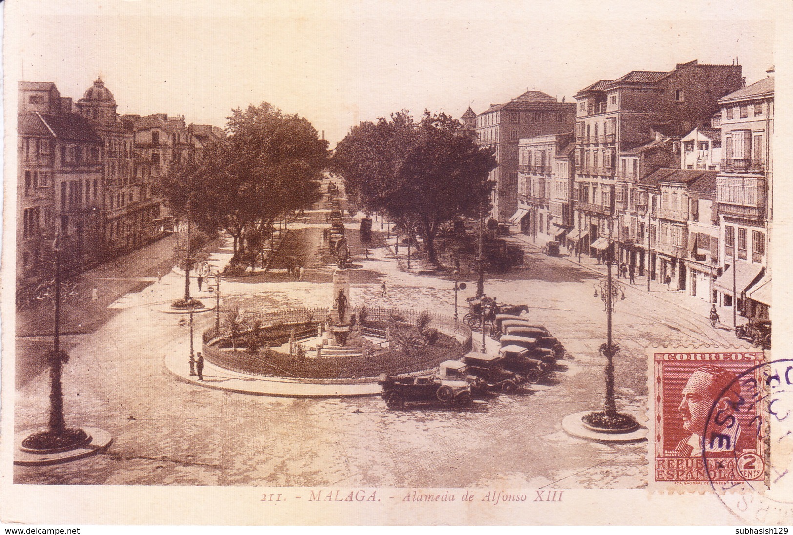 ESPANA : YEAR 1932 : ORIGINAL VINTAGE BLACK & WHITE PHOTO CARD : UNUSED WITH POSTAL MARKING : MALAGA - Lettres & Documents