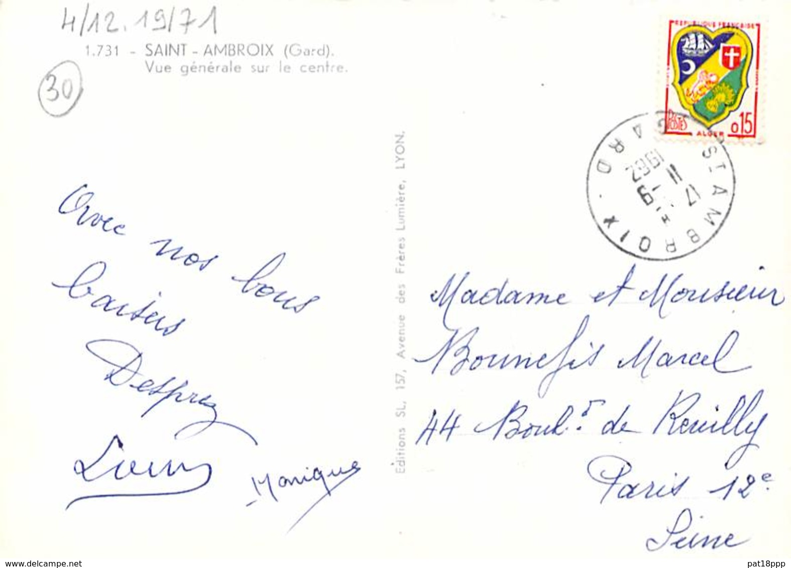 30 - SAINT AMBROIX : Vue Générale Sur Le Centre - CPSM Village (3.200 Habitants ) Dentelée Grand Format 1962 - Gard - Saint-Ambroix