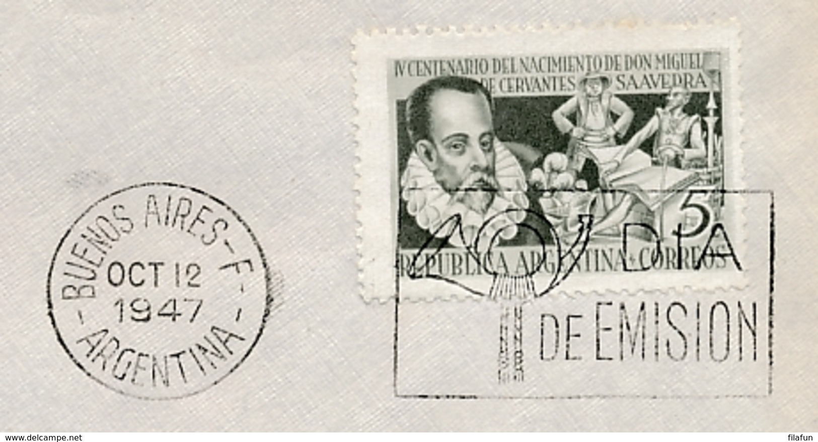 Argentina - 1947 - Miguel De Cervantes Saavedra - FDC - Not Sent - FDC