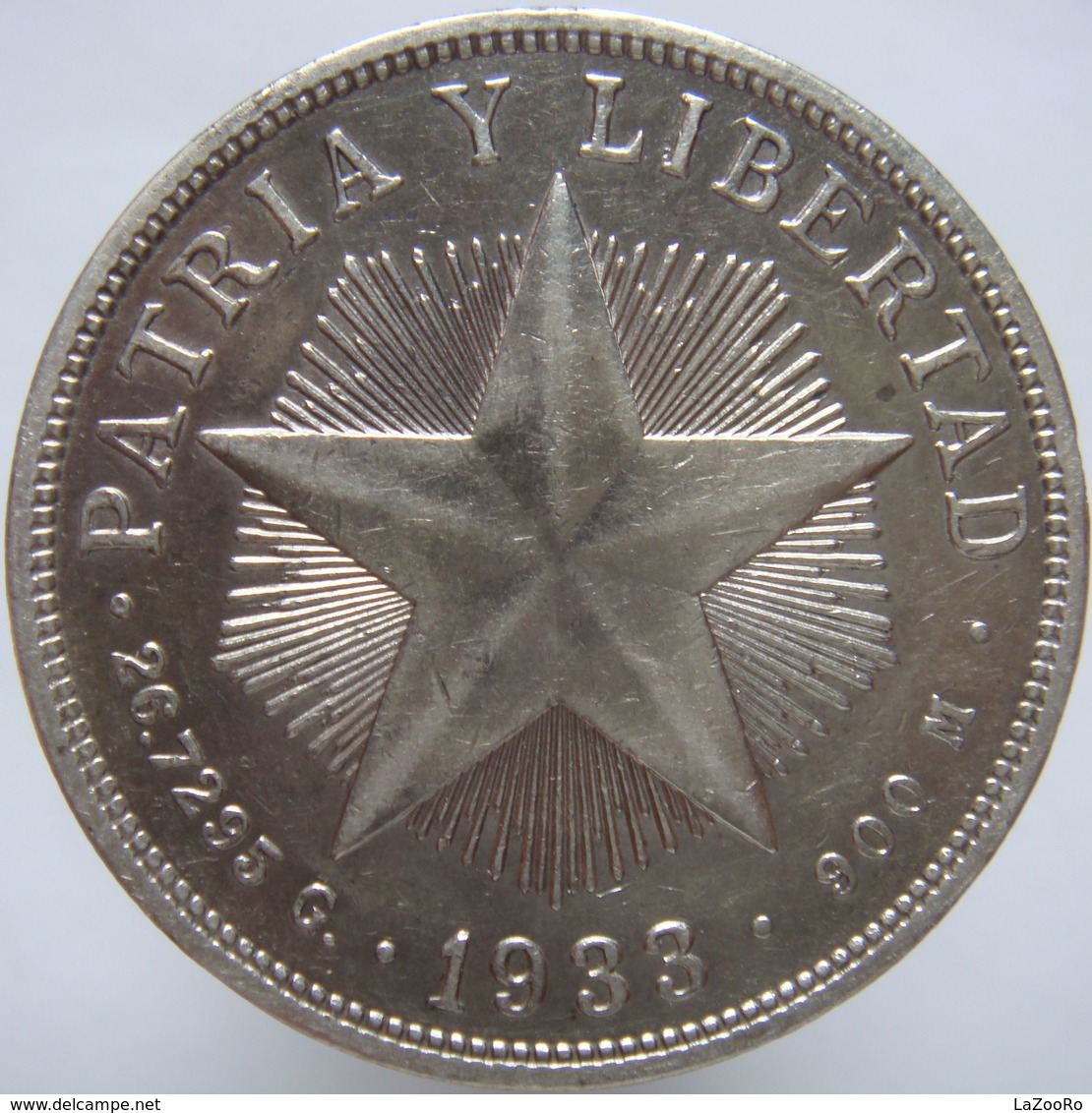 LaZooRo: Cuba 1 Peso 1933 VF / XF - Silver - Cuba