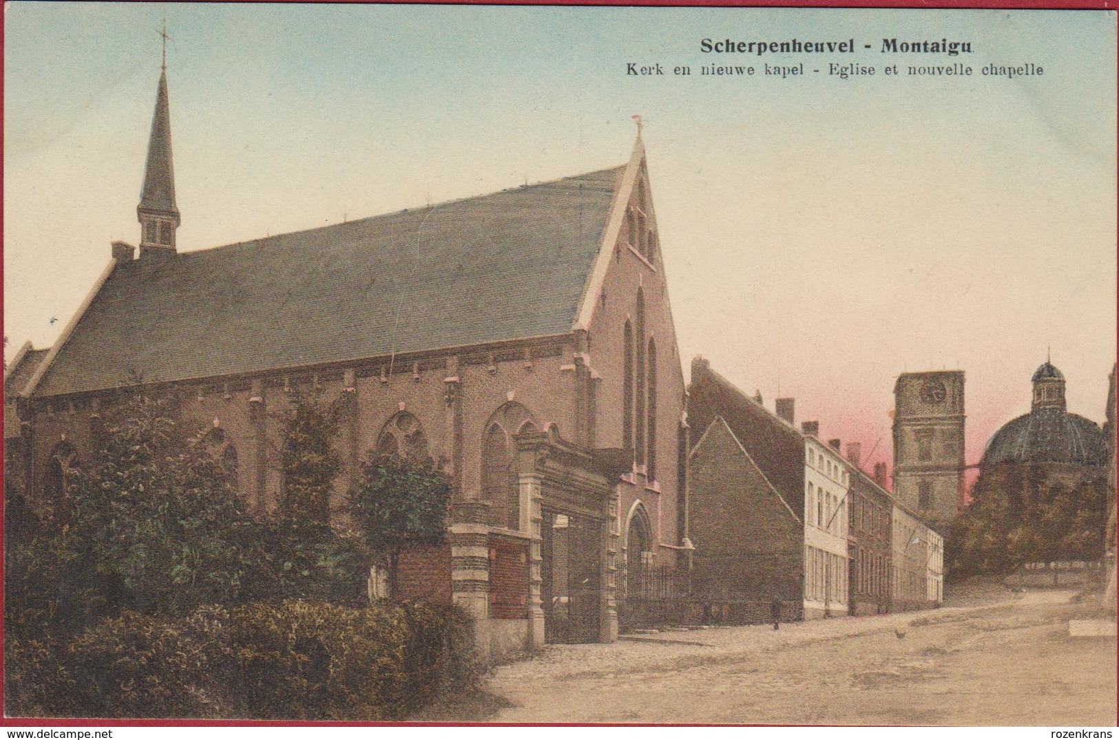 Scherpenheuvel Montaigue Kerk En Nieuwe Kapel Ingekleurd Colorisee ZELDZAAM (In Zeer Goede Staat) - Scherpenheuvel-Zichem