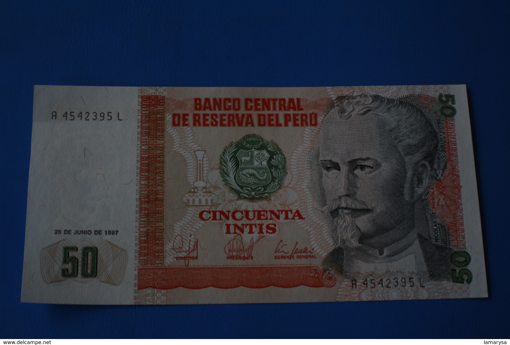 1987 BILLET DE BANK PEROU  PERU  ---Monnaies & Billets  Billet De Banque 50 - Pérou