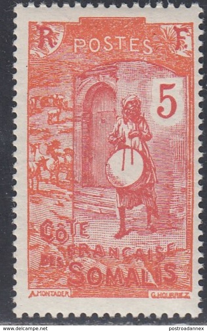 French Somali Coast, Scott #84, Mint Never Hinged, Drummer, Issued 1922 - Ungebraucht