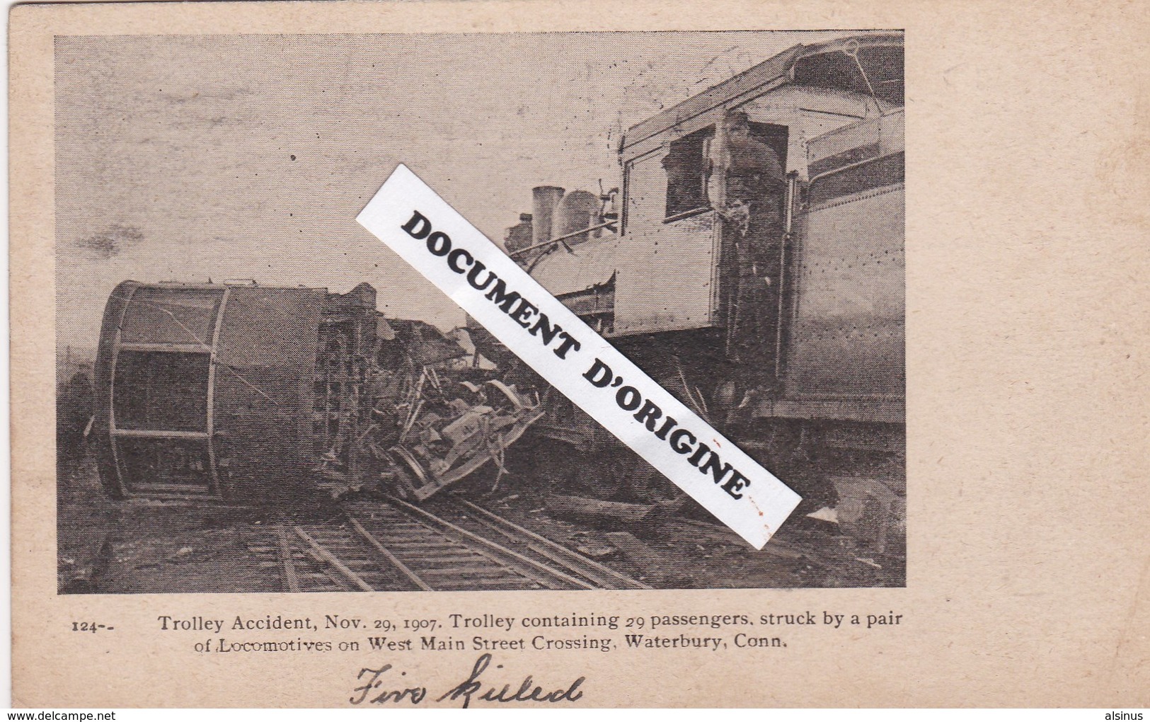 ETATS UNIS - WATERBURY - TROLLEY ACCIDENT - 29 NOVEMBER 1907 - Waterbury