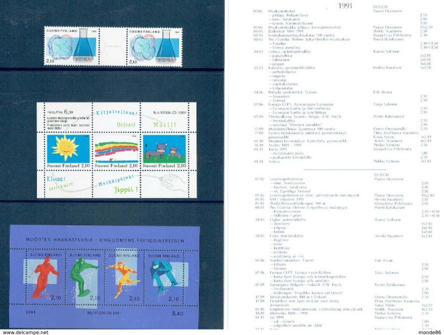 FINLANDE - Année Complète 1991 ** - Dans Un Carnet Officiel - Ganze Jahrgänge