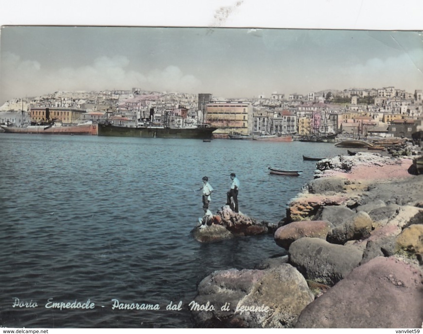 PORTO EMPEDOCLE-AGRIGENTO-PANORAMA DAL PORTO DI LEVANTE-CARTOLINA VERA FOTOGRAFIA VIAGGIATA IL 23-8-1953 - Agrigento