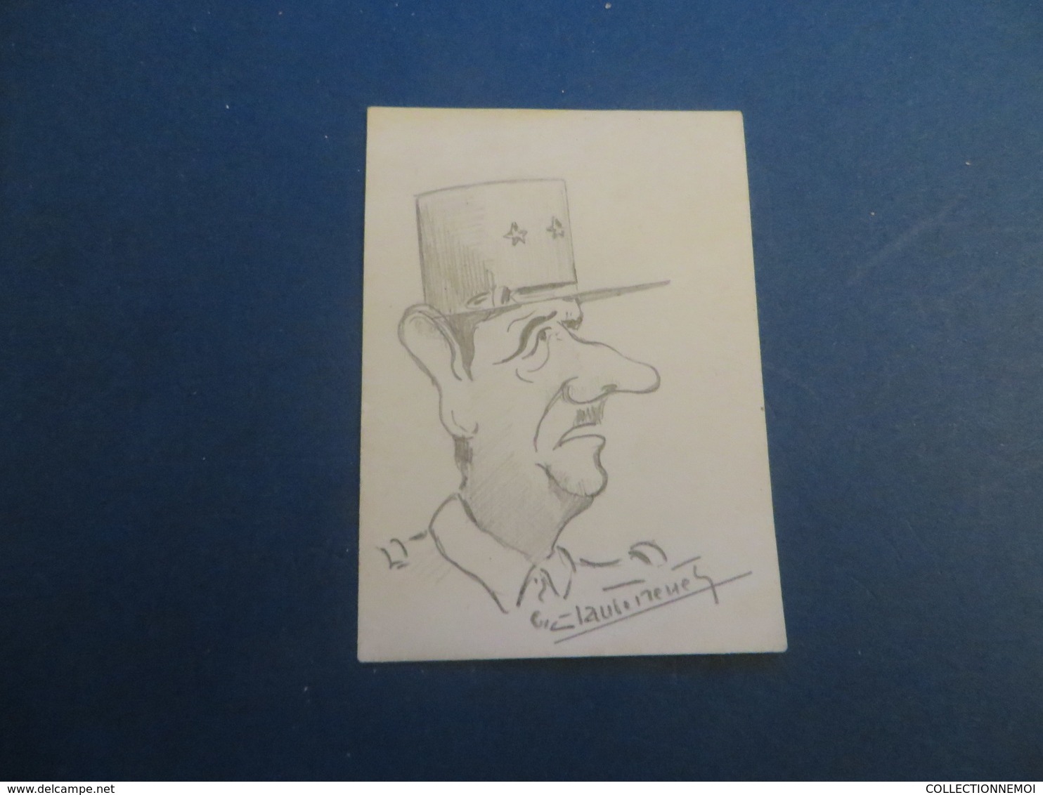 Dessin Sur Une Carte De Visite ,ont Dirait ,le General De Gaulle - Drawings