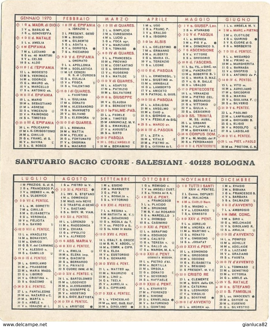 Lotto n.5 Calendarietti Sacro Cuore di Gesù Salesiani Bologna 1938, 1939, 1943, 1970 (33-35, 37, 50)