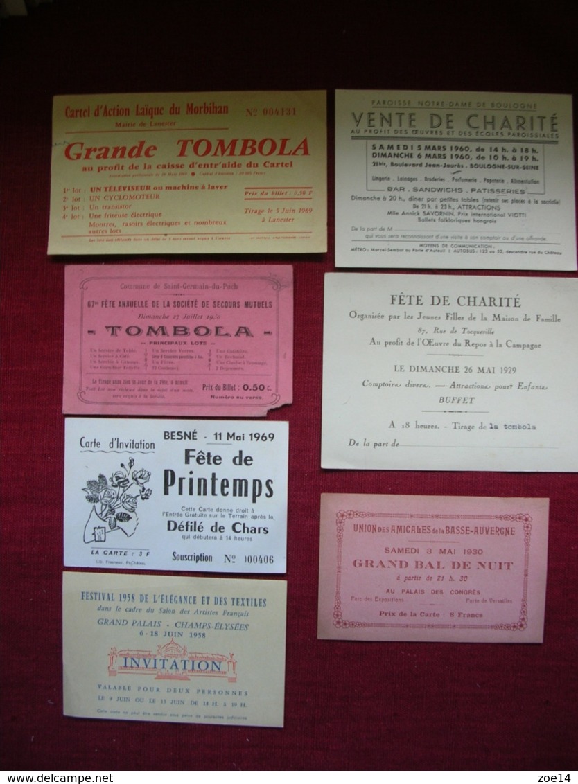 1 LOT  DE TICKETS     VENTES DE CHARITE TOMBOLAS FESTVALS ET DEFILES - Tickets - Entradas