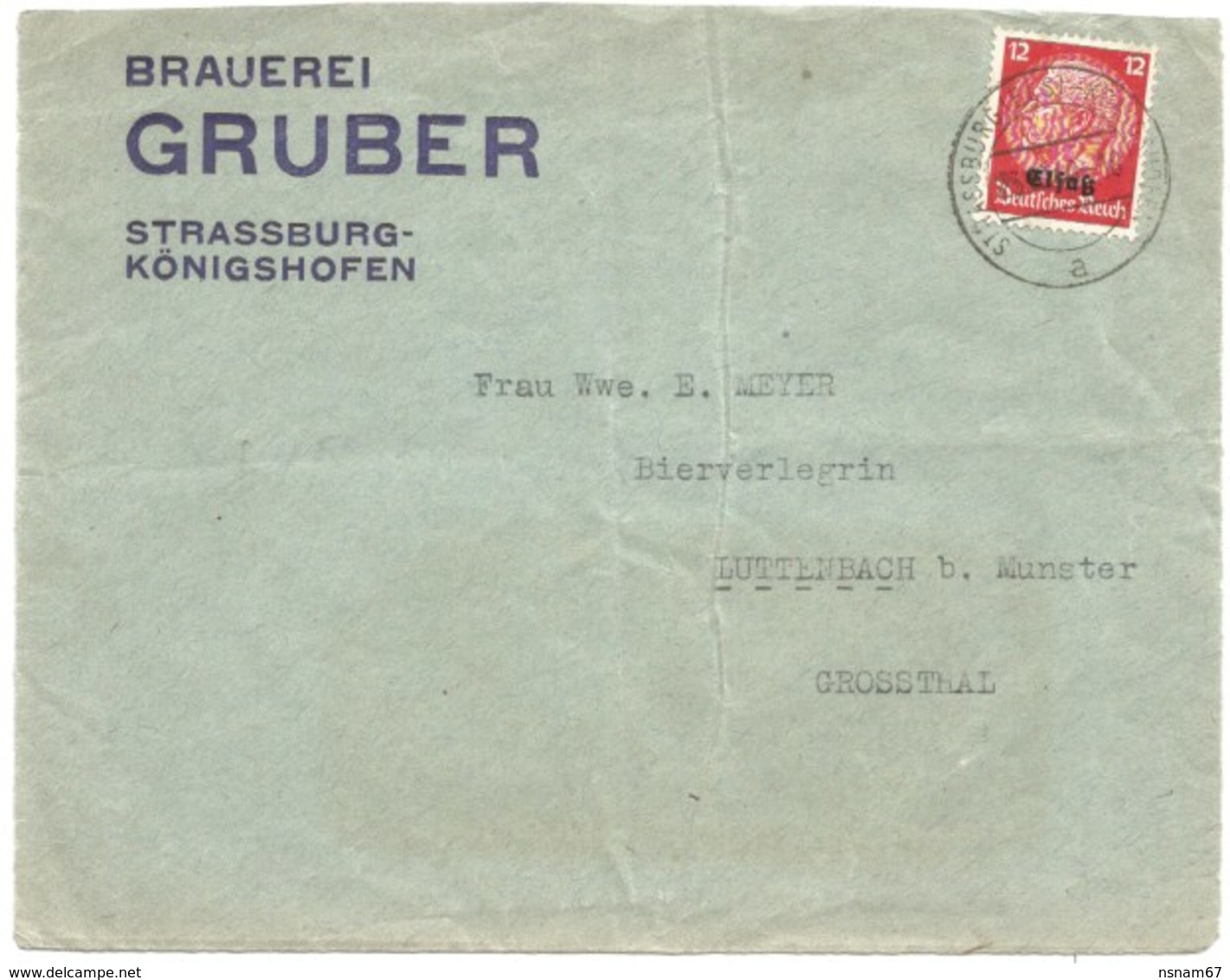 214 - STRASSBURG KOENIGSHOFEN - 1940 - Entête BRAUEREI GRUBER - Bière - - Covers & Documents