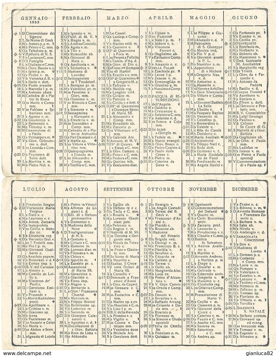 Calendarietto Auxilium Christianorum Salesiani Vomero (NA) 1933 (30) - Formato Piccolo : 1921-40