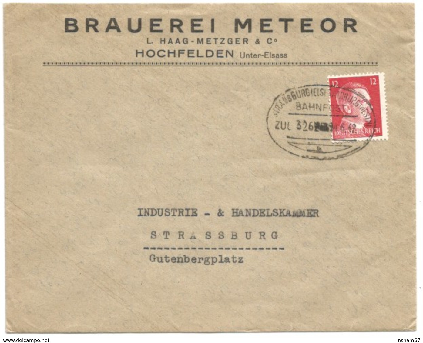 219 - Ambulant STRASSBURG SAARBURG - 1942 - Entête BRAUEREI METEOR HOCHFELDEN - Bière - SARREBOURG - - Covers & Documents