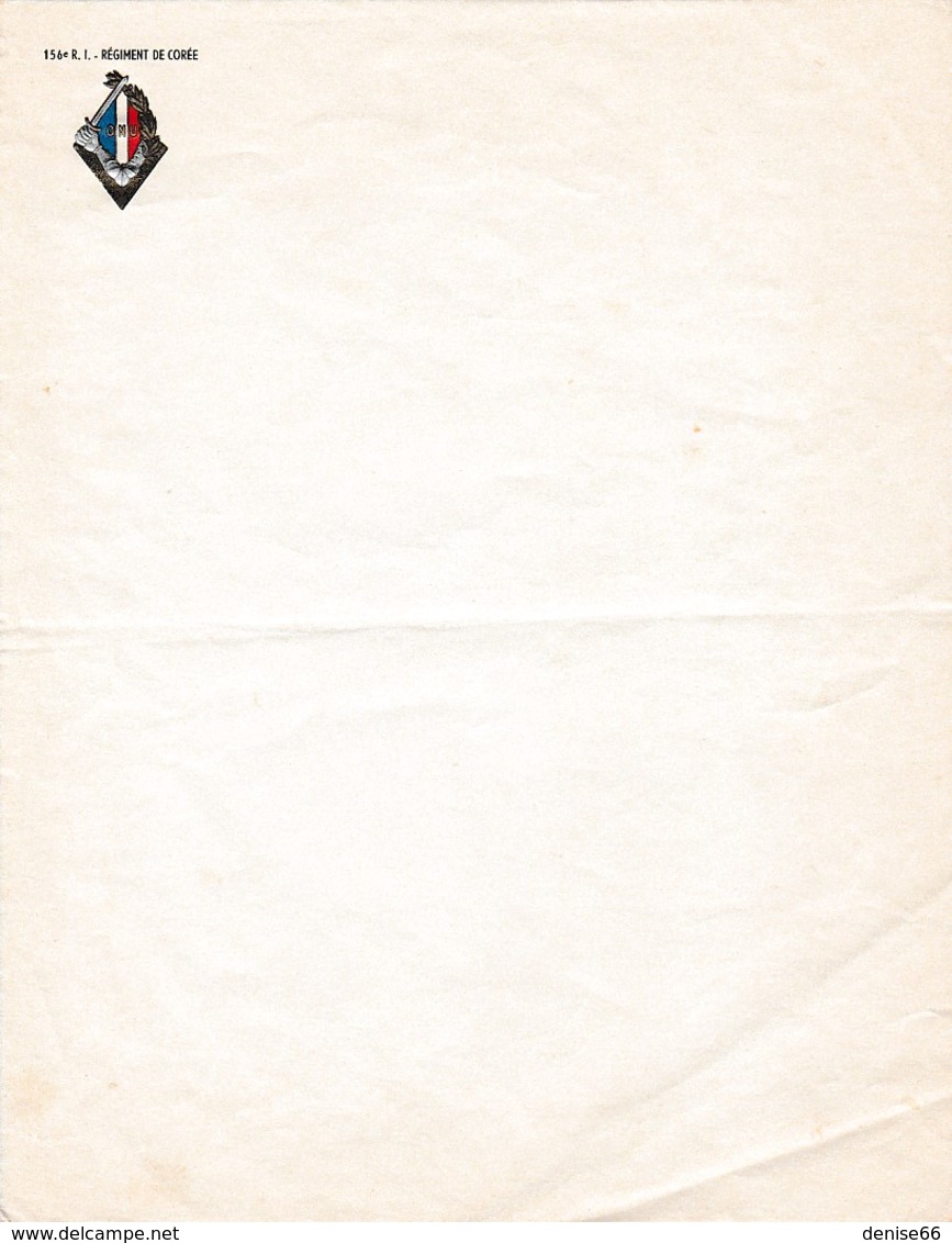 RÉGIMENT DE CORÉE - Papier à Lettre  à L'entête Du 156° R.I. Régiment De CORÉE - Historische Documenten