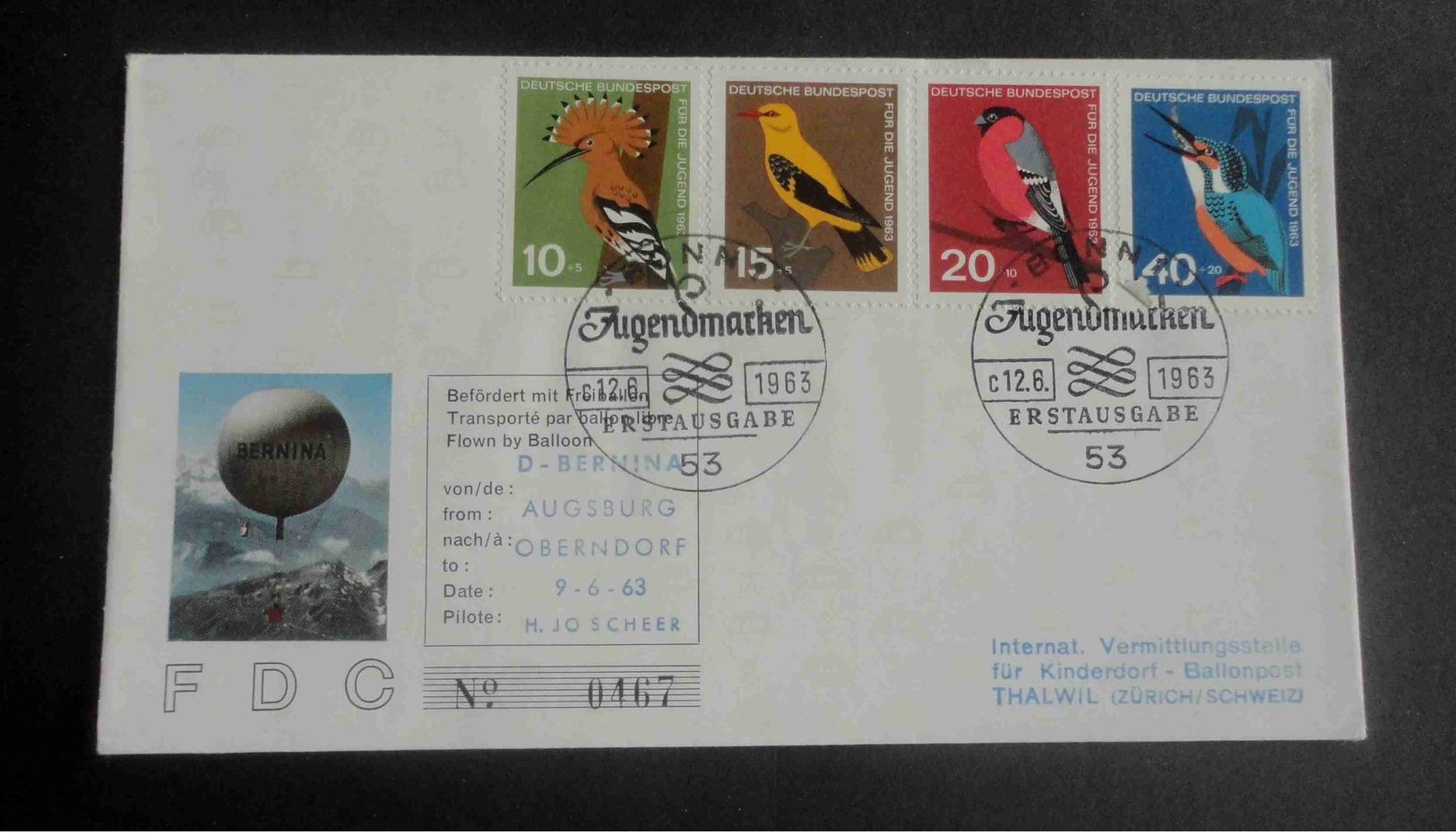 FDC TRANSPORTE PAR BALLON ALLEMAGNE DEUTSCHLAND - Briefe U. Dokumente