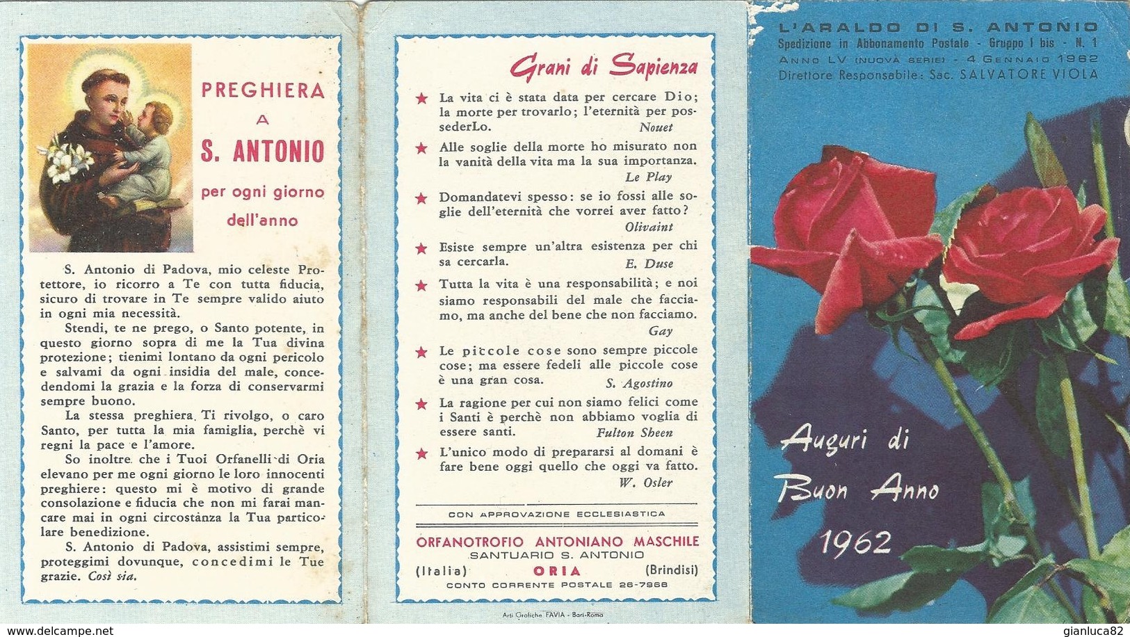 Lotto N. 2 Calendarietti Araldo Di S. Antonio Oria (BR), Centro Sociale Loyola (NA) 1962, 1965 (44-45) - Petit Format : 1961-70
