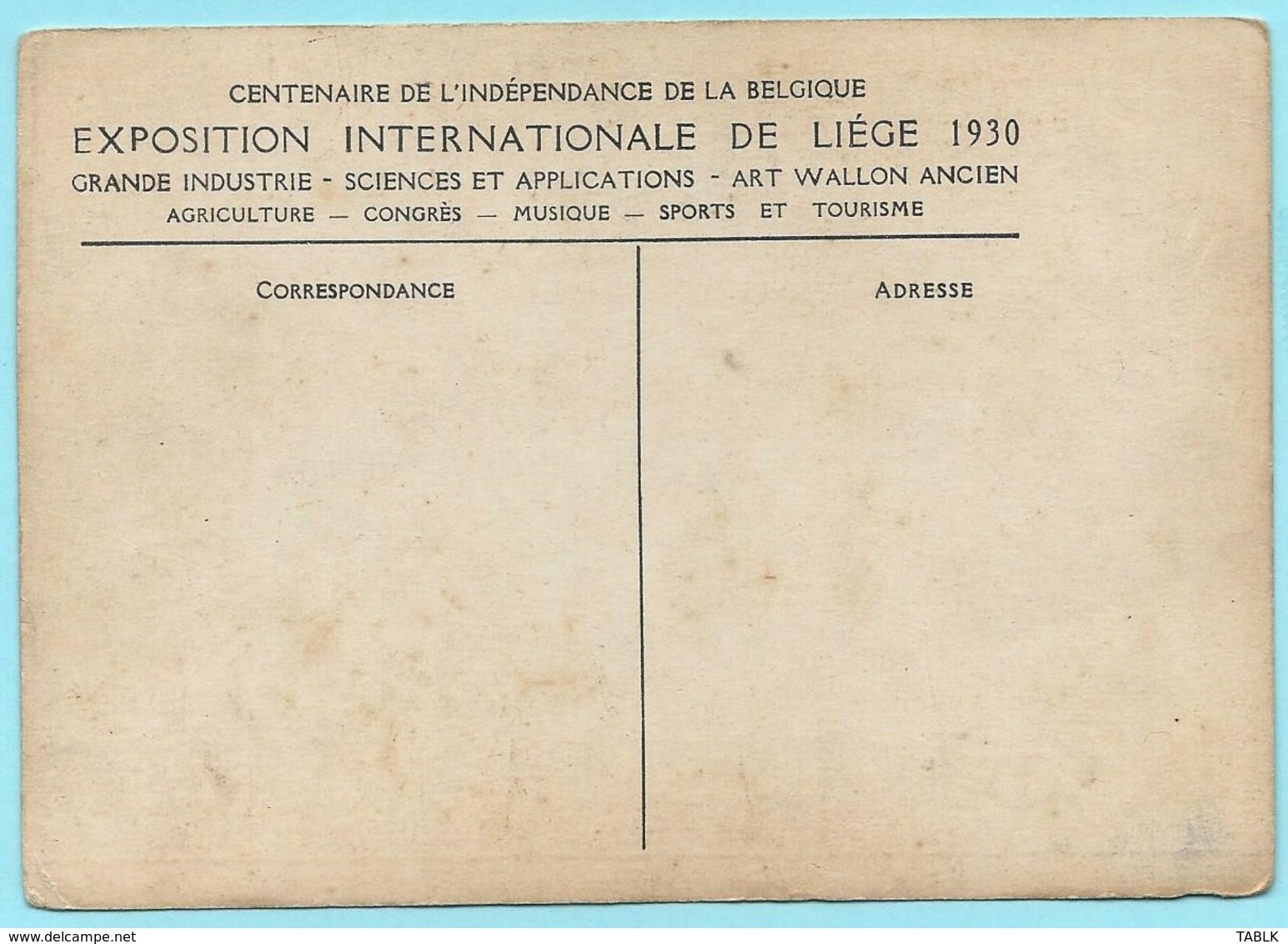 1024 - BELGIE - LUIK - LIEGE - EXPOSITION INTERNATIONALE 1930 - Liege