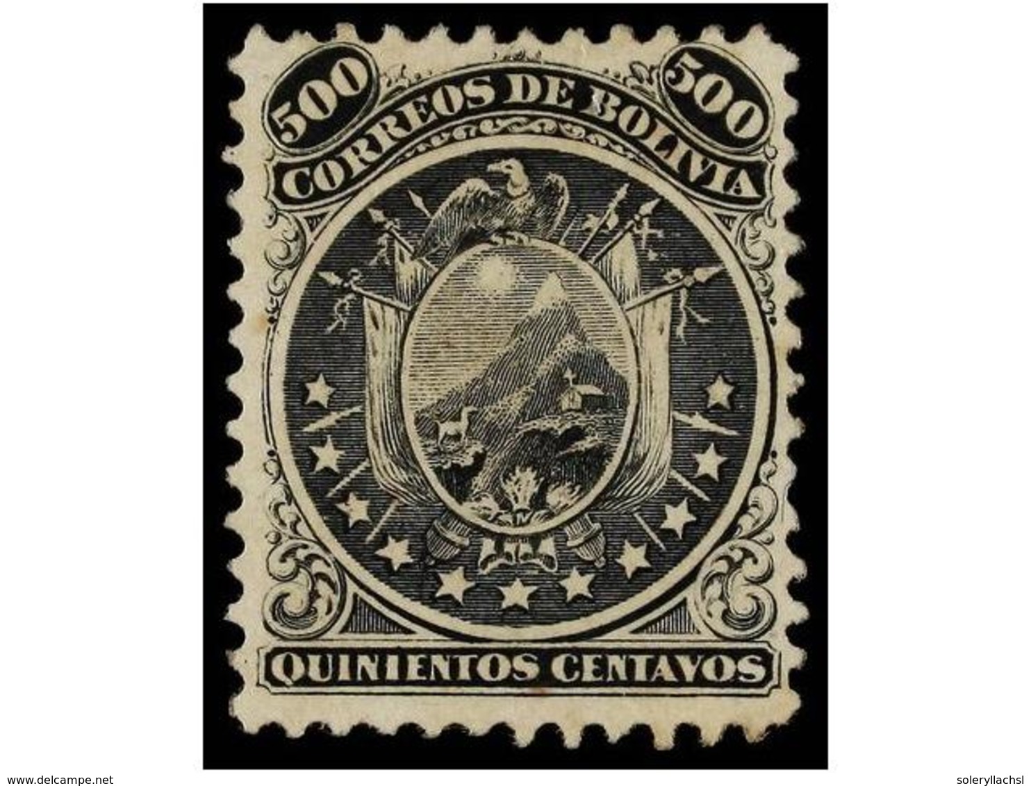 * BOLIVIA. Sc.19. 1868. 500 Ctvos. Once Estrellas. Color Fresco, Conservando Toda Su Goma Original. Centraje Excepcional - Otros & Sin Clasificación