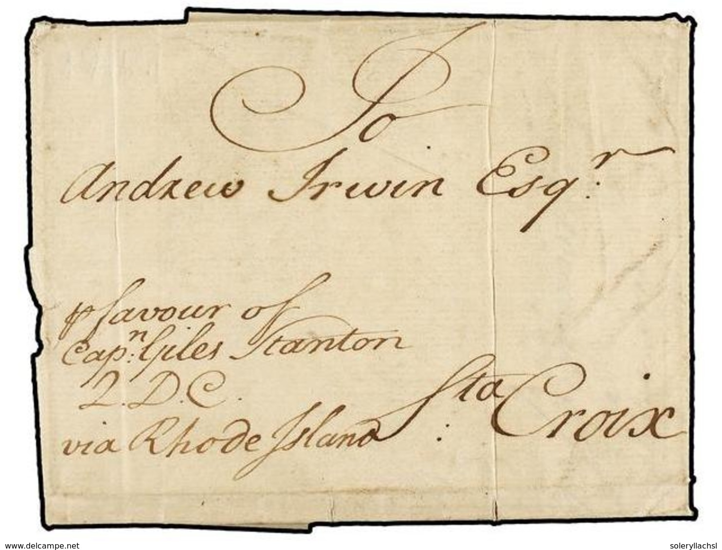 ANTILLAS DANESAS. 1764 (March 17). INCOMING MAIL FROM SPAIN. CADIZ To ST. CROIX. Entire Letter Sent Privatelly, Ms. 'por - Sonstige & Ohne Zuordnung