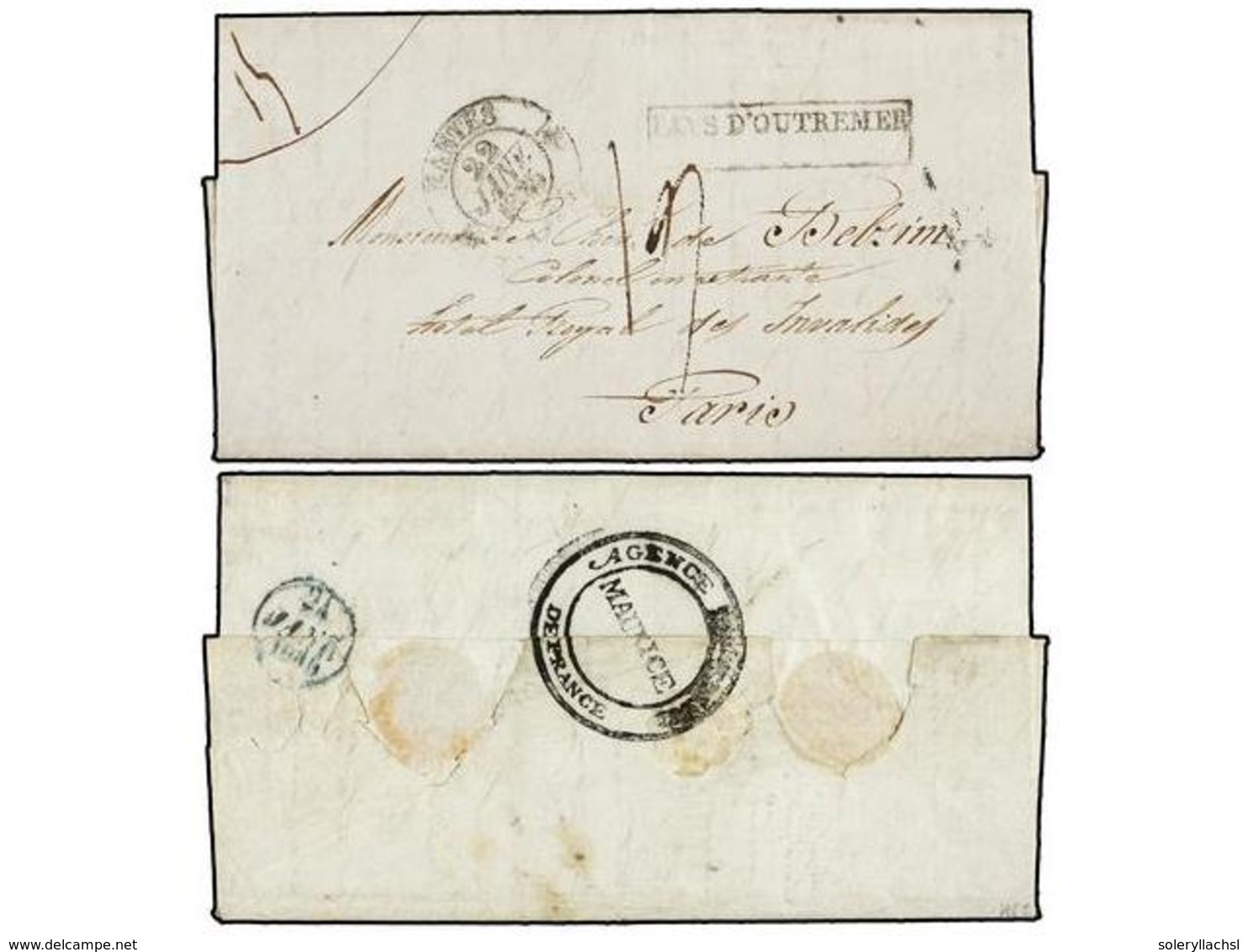 MAURICIO. 1834. PORT LOUIS To PARIS. Entire Letter Wtih AGENCE CONSULAR DE FRANCE/MAURICE On Reverse. On Front PAYS D'OU - Andere & Zonder Classificatie